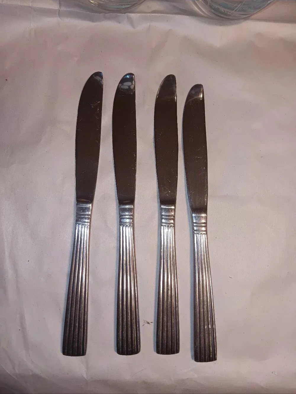 Vintage Wallace Manhatten Pattern Dinner Knife Set Of 4 Sleek